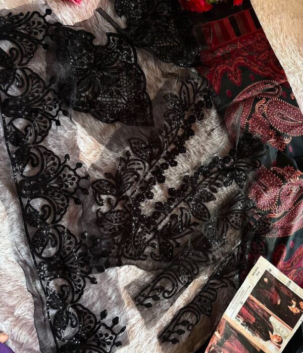 Black pakistani printed casual suit- 592 - Image 3