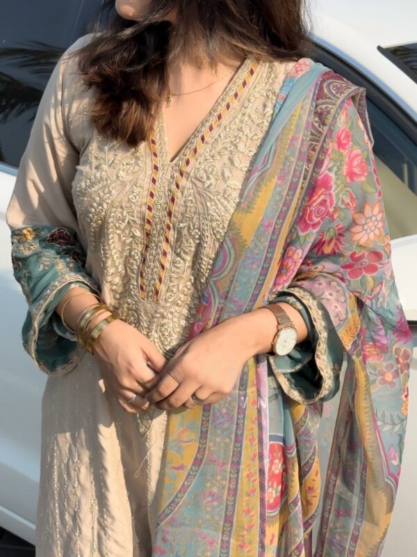 Rayon Fully Embroidered Suit-3754