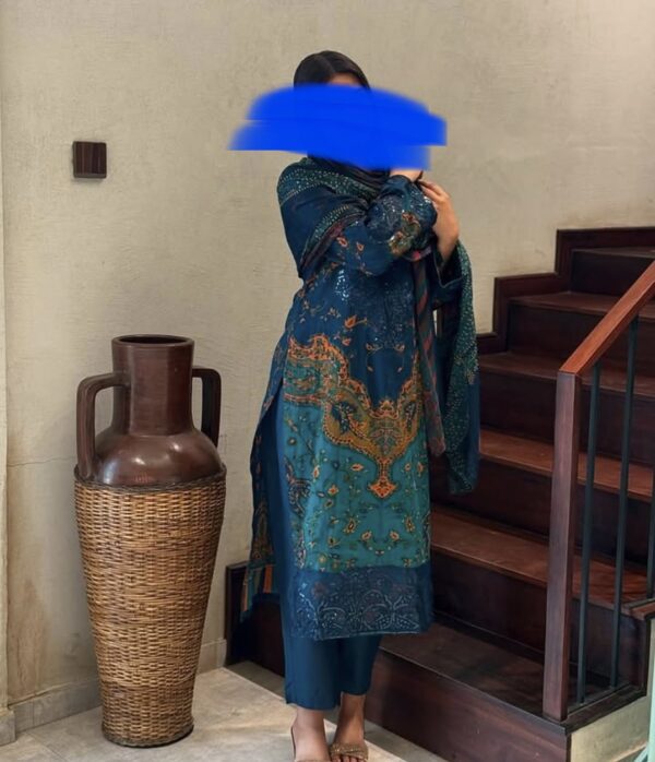 Black pakistani printed casual suit- 592 - Image 5