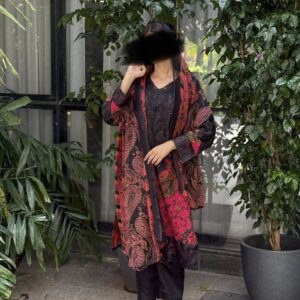Black pakistani printed casual suit- 592